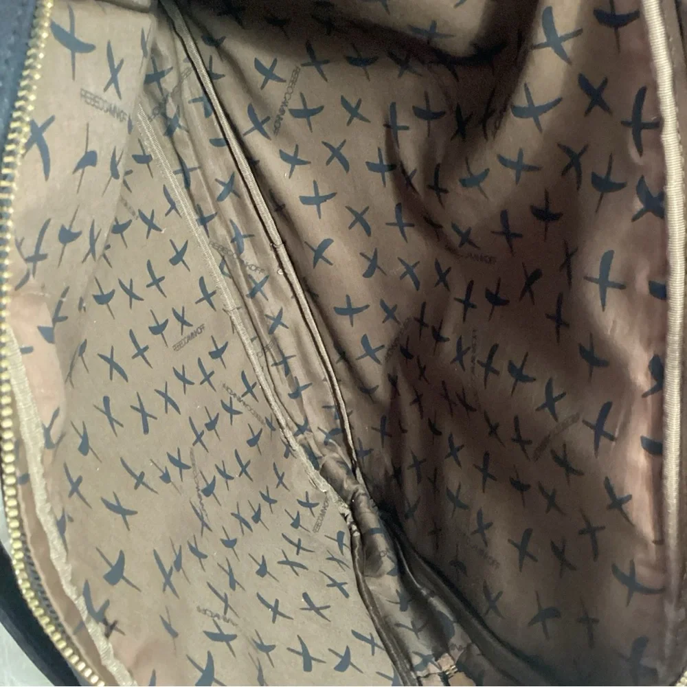 Rebecca Minkoff Eye Sight Chart Padded Black Canvas Messenger Laptop Shoulder Ba